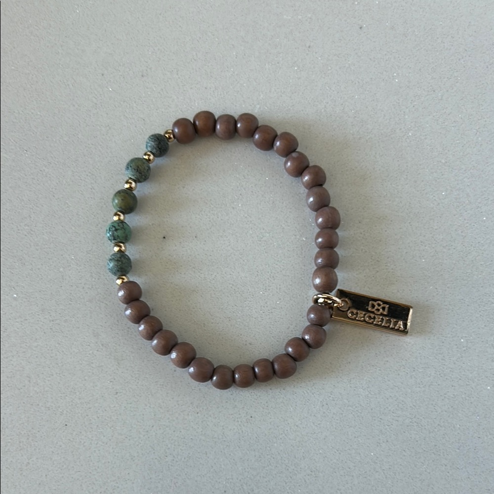 Cecelia Brown and Green Beaded Bracelet